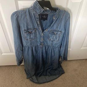 this is a cute jean jacket dress! it is flowy and perfect for any season!